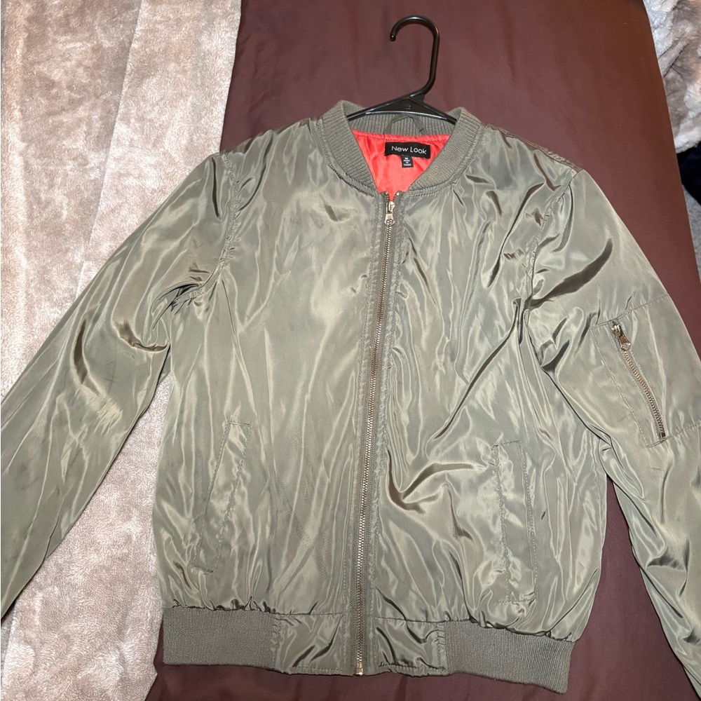 Olive and Red Bomber Jacket